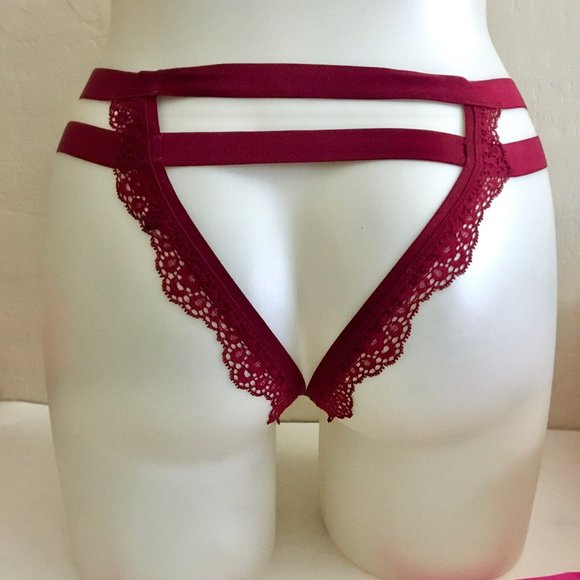 Victoria Secret LUXE BANDED Panty CROTCHLESS RED - Picture 6 of 8